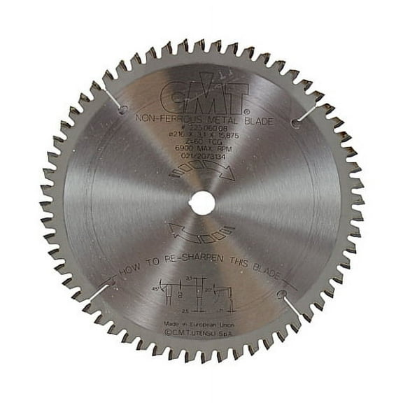 CMT 225.060.08 Industrial Non-Ferrous Metal PVC & Melamine Saw Blade 8-1/2-Inch x 60 Teeth TCG Grind with 5/8-Inch Bore