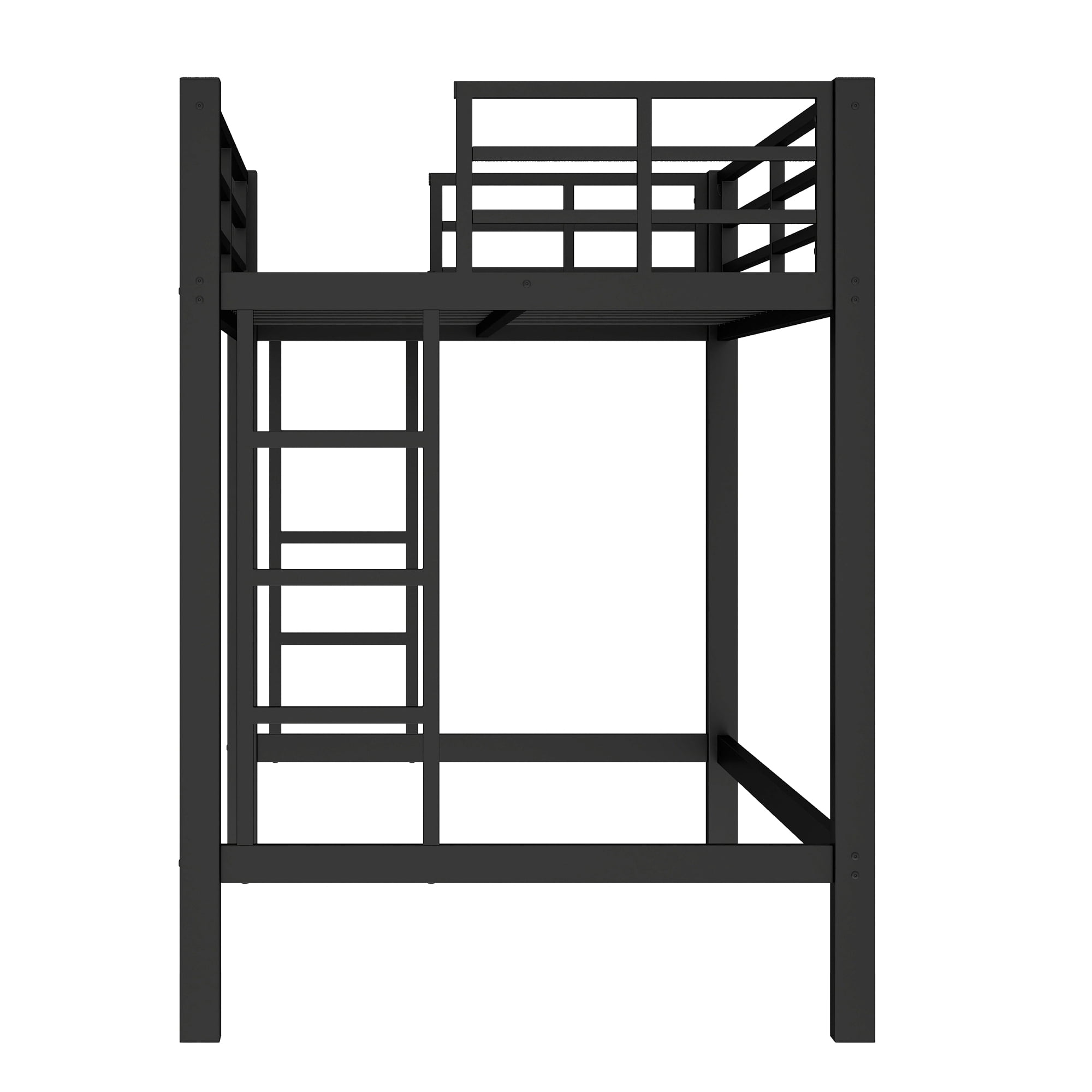 Mintazer Twin XL Metal Loft Bed with Dual Side Ladders & Guardrails for Bedroom Dorm, Black