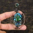 thumbnail image 2 of Spiny Oyster Gemstone Handmade Copper Wire Wrap Gift Jewelry Pendant 3.39", 2 of 3