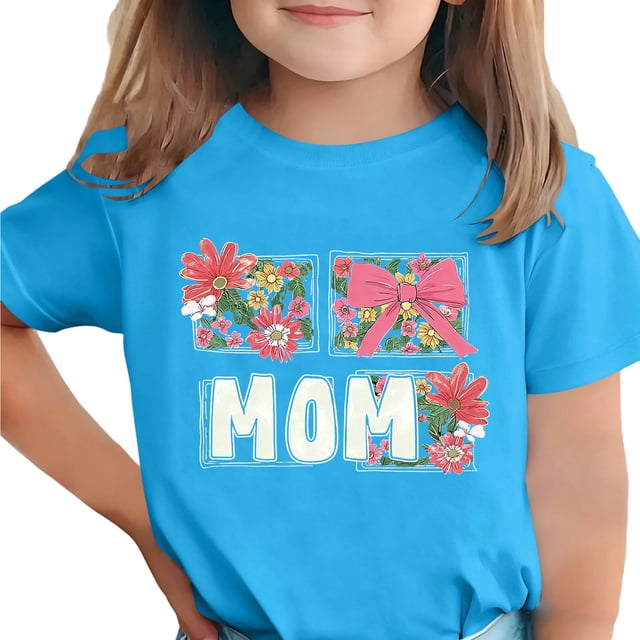 Zpanxa T-Shirts d'Été pour Filles Imprimé de la Fête de l'Indépendance Col Rond Manches Courtes Haut Polyester Spandex 3-4 Ans