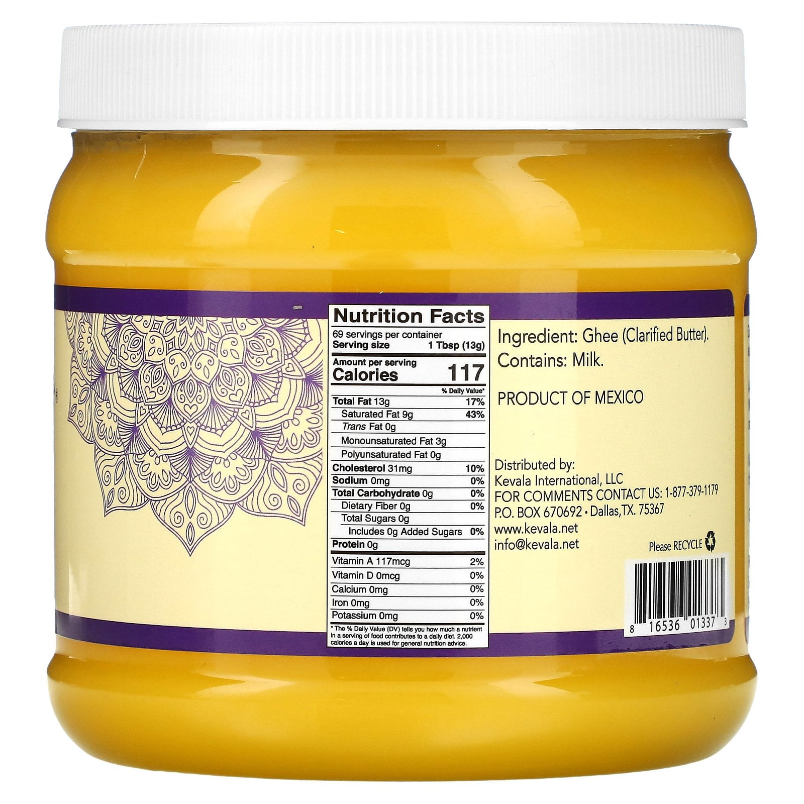 Kevala Ghee, Clarified Butter, 2 lb (907 g)