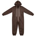 thumbnail image 6 of Women's Fleece Lined Hooded Jumpsuit Long Sleeve Zip Up One Piece Tracksuit Loose Fit Soft Warm Cozy Fall Winter Loungewear Y2K Streetwear with Pockets Brown, 6 of 7