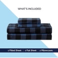 thumbnail image 4 of Elegant Comfort 4-Piece Flannel Sheet Set Deep Pocket Fitted Sheet, Flannel Sheets - Queen, Buffalo Check Blue, 4 of 5