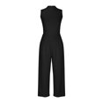 thumbnail image 3 of Lenpel Women's Jumpsuits Dressy Casual Sleeveless Mock Neck Wide Leg Rompers Trendy Summer Overalls with Pockets, 3 of 5
