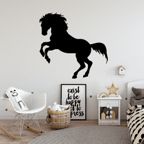 Cowboy Horse Cool Horse Large Horse Stock Horse Silhouette Drawing Vinyl Wall Art Sticker Wall Decal Home Kids Room Study Room Boys Room Wall Décoration Design Wall Décor Decal Size (20x18 inch)