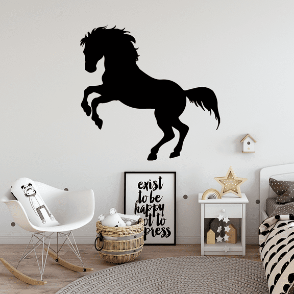 Cowboy Horse Cool Horse Large Horse Stock Horse Silhouette Drawing Vinyl Wall Art Sticker Wall Decal Home Kids Room Study Room Boys Room Wall Décoration Design Wall Décor Decal Size (20x18 inch)