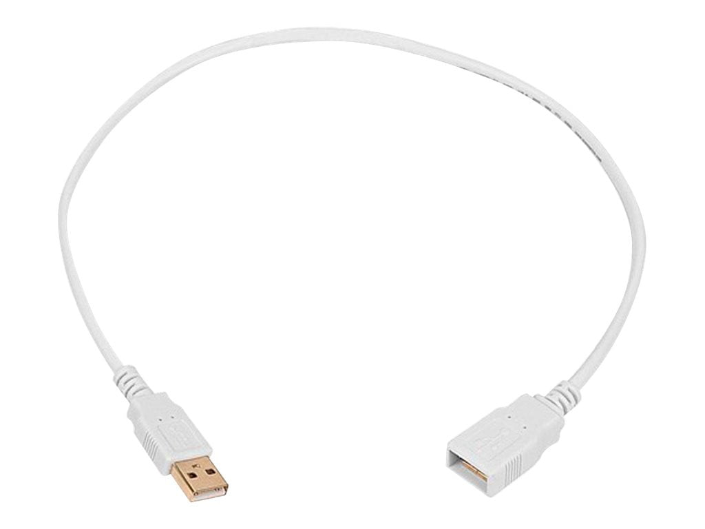 Monoprice USB 2.0 Extension Cable - 1.5 Feet - White | USB Type-A to USB Type-A Female, 28/24AWG, Gold Plated