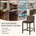 thumbnail image 6 of Guyou 26" Rattan Bar Stools Set of 2, Farmhouse Woven Wooden Counter Height Stools with Footrest, Leather Upholstered Bar Chairs for Kitchen Island, Pub & Bar, Brown, 6 of 11