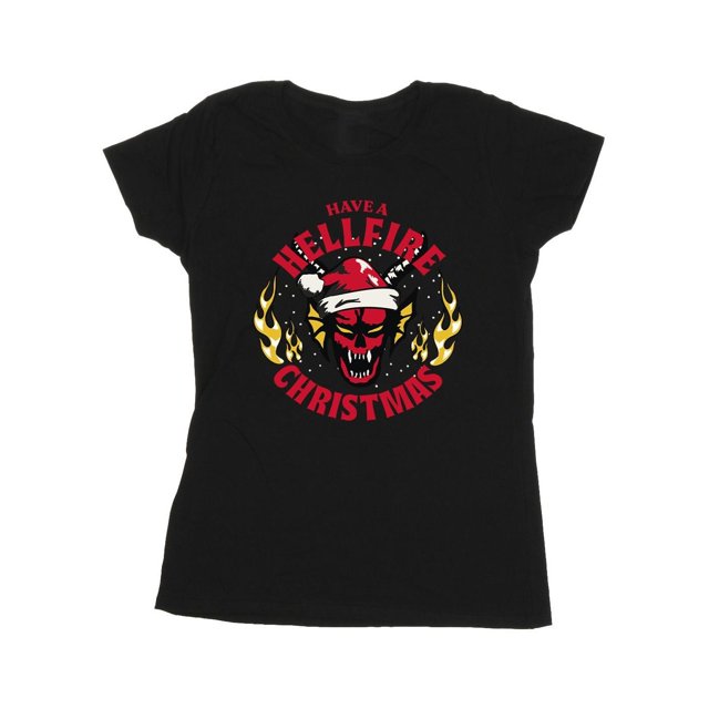 Netflix T-Shirt en Coton de Noël Stranger Things Hellfire pour Femmes
