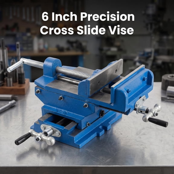 Heavy Duty Cross Slide Drill Press Vise, 6 Inch Jaw Width, Industrial Grade X-Y Compound Vise, Cast Iron Base, for Milling & Woodworking Clamping