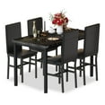 thumbnail image 4 of 4-person dining table set, modern artificial marble dining table set, kitchen table and chair set of 4 pieces, with 4 PU leather chairs, suitable for small spaces, apartments, restaurants, black, 4 of 13
