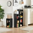 thumbnail image 4 of 4-Tier Modern Bookcase, 42 Inch High Storage Cabinet with Height Difference Shelves for Standard Textbooks, Floor Standing Display, 7 Cubes, Horizontal Avaiable, Easy Assembly, Rustic Brown, 4 of 9