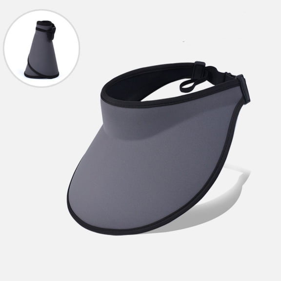 Women's Wide Brim Sun Visor Hat with Contrast Trim and Adjustable Back Strap - Gray