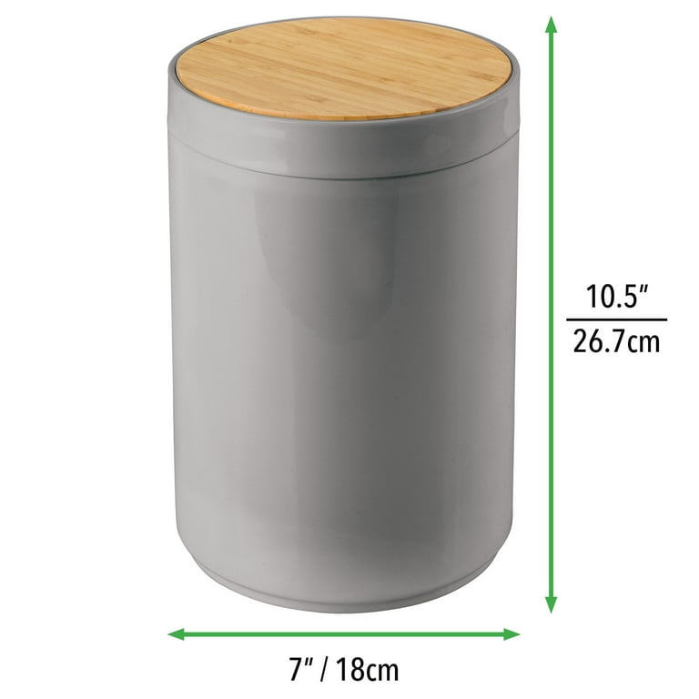 mDesign Bathroom Trash Can, Small Round w/ Swing Lid - Gray mDesign Bathroom Trash Can, Small Round w/ Swing Lid - Gray