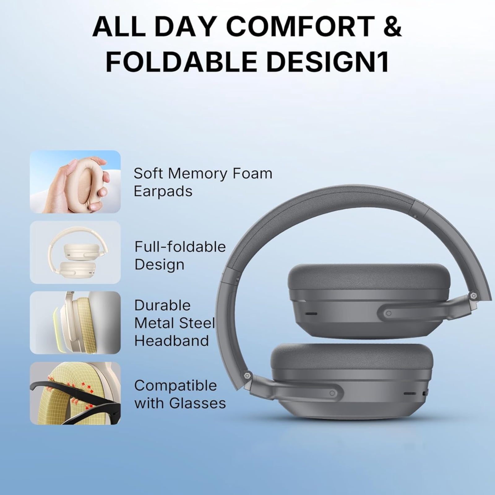 Edifier WH700NB Pro Wireless Over-Ear Headphones with Active Noise Cancellation, Hi-Res Audio, Bluetooth V5.4, Multi-Point Connection, Al Clear Calls, Fast Charging, Foldable - Black