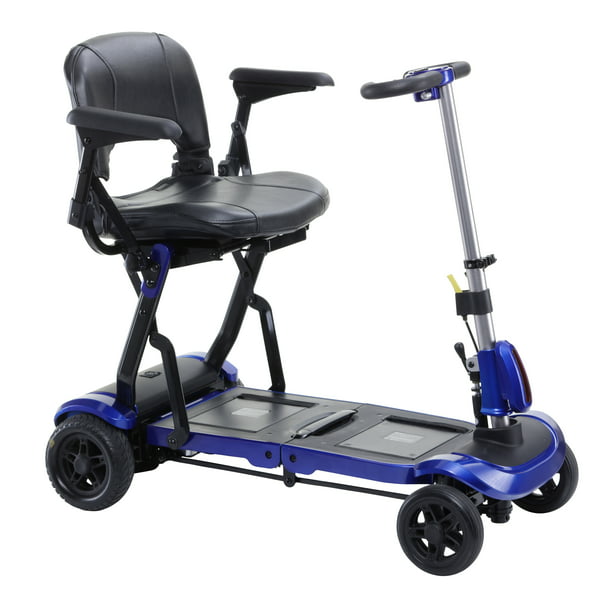 Drive Medical ZooMe Flex Ultra Compact Folding Travel 4 Wheel Scooter, Blue