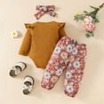 thumbnail image 5 of Gubotare Knitted Baby Outfits Coming Home Outfit Girl Set Ribbed Knitted Cotton Long Sleeve Romper Long Pants Fall Winter Outfits Size 0 3 Months (Brown,0-3 Months), 5 of 7