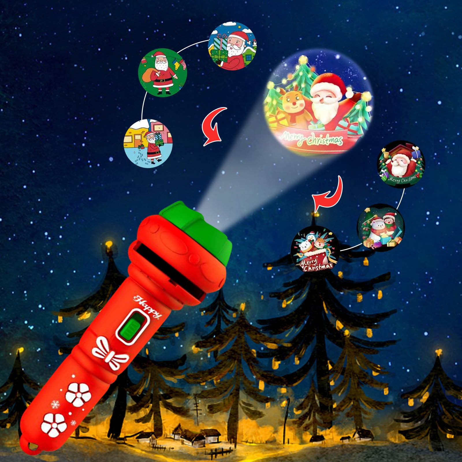 Christmas Kids Projector Flashlight Projector, Christmas Toddler Gifts  Under 5 Dollars,Slide Projector Torch Education Learning Santa Claus  Christmas