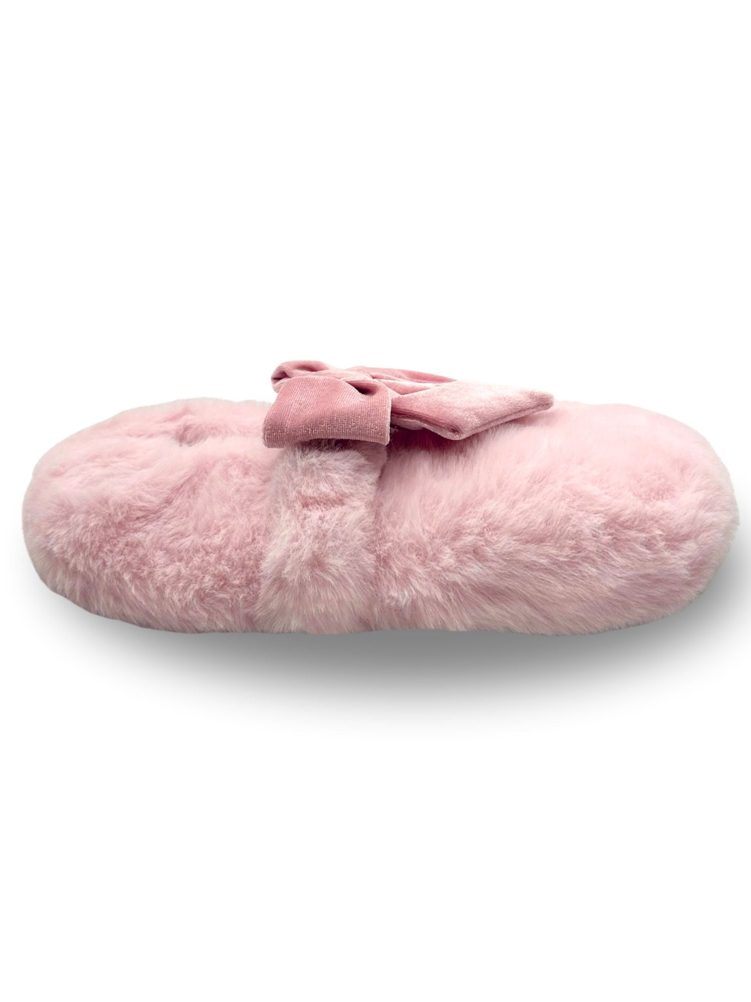 Fuzzy Babba Women's Faux Fur Oversized Bow Mary Jane Slipper Socks, 1-Pack, Shoe Sizes 7-9.5