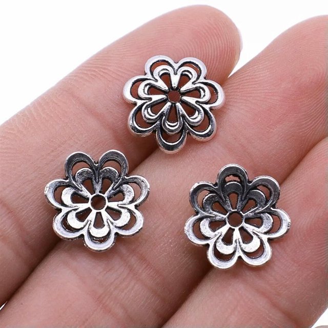 HOOUN 350 Pcs Capuchons de Perles en Argent Antique 14 mm B14241