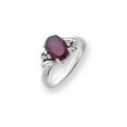 thumbnail image 1 of Solid 14k White Gold 10x8mm Oval Rhodolite Garnet January Red Gemstone VS Diamond Engagement Ring Size 6.5 (.06 cttw.), 1 of 2