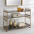 thumbnail image 2 of Uttermost Stacked Up Contemporary Glass/Metal Console Table in Smocked Gray/Gold, 2 of 6