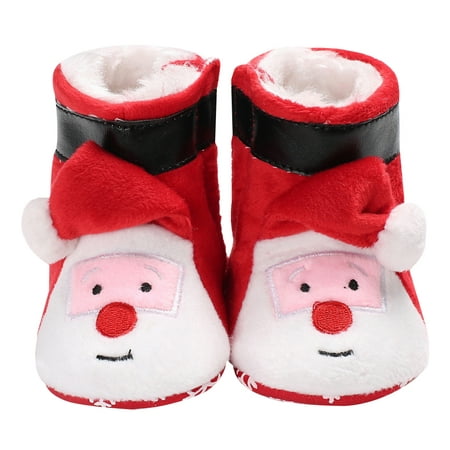 

NUOLUX Infants Santa Claus Shape Shoes Plush High Wrap Warm Bottom Boots Christmas Cotton Winter Shoes Baby Boots for Children 0-12 Months(Size 1 Red 13cm)