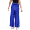thumbnail image 5 of Aislor Girls Glitter Rhinestone Sequin Sheer Mesh Wide Leg Pants Modern Figure Skating Jazz Dance Pants Blue 8, 5 of 7
