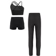 thumbnail image 3 of Linjinx 3Pcs Gymnastic Yoga Dance Outfit for Kids Girls Asymmetrical Spaghetti Straps Vest with Black 10, 3 of 6