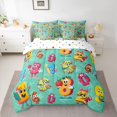 thumbnail image 2 of Homewish Boys Funny Number Twin Bedding Sets 7-Piece, Turquoise Cartoon Bedding Comforter Set, Square Triangle Abstract Reversible Sheet Sets, Luxury Bedroom Decor, 2 of 7
