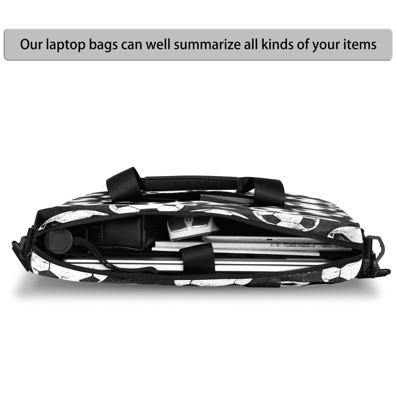 Herdesigns Soccer Ball Laptop Bag for Women Men, Computer Case Briefcase Messenger Bags, 15-15.6 inch Laptop Sleeve Shoulder Bag