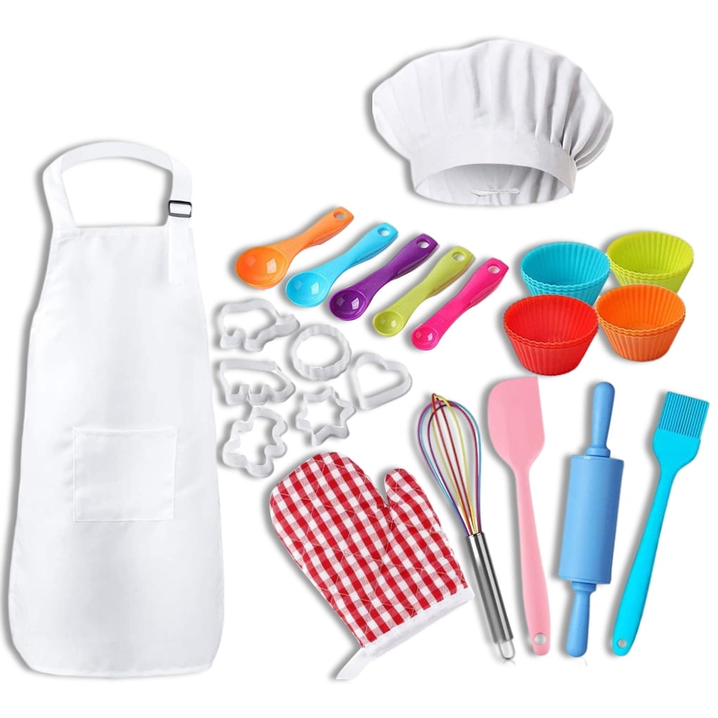 Kid Baking Cake Set Chef Pretend Role Cooking Food Whisk Mold Tool Kit Apron Toy 