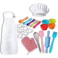 thumbnail image 1 of Kit de herramientas para hornear para niños, delantal de chef, sombrero, moldes para galletas, espátula de silicona para pastel, tazas para batir, cucharas, guante para cepillo de aceite, 30 piezas Inevent HA008751-00, 1 of 7