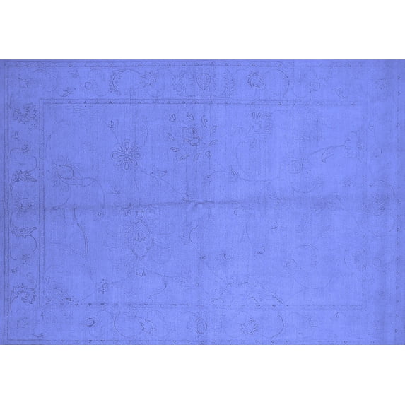 Ahgly Company Machine Washable Indoor Rectangle Oriental Blue Industrial Area Rugs, 5' x 7'