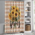 thumbnail image 3 of Hello Sunflowers Fabric Shower Curtain Brown Buffalo Plaid Spring Plant Washable Shower Curtains for Bathroom, Waterproof Bath Curtain with Hooks Home Decor 36x72in, 3 of 8