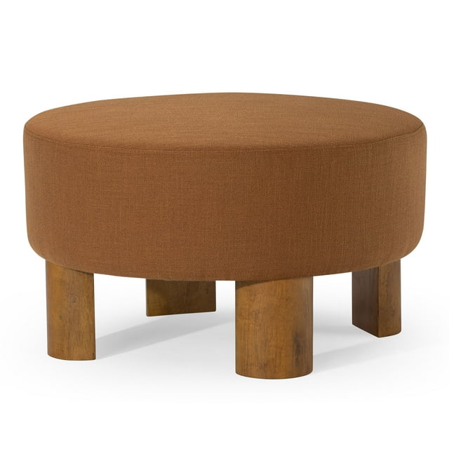 Maven Lane Celia Ottoman Contemporain Rembourré avec Fini Bois Brun Raffiné