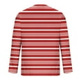 thumbnail image 4 of LNWUY Mens Shirts Soft Breathable Comfortable Cotton Crewneck Long Sleeve Basic Pullover Stripe Printed Casual Tee Shirt Red XXXL, 4 of 5