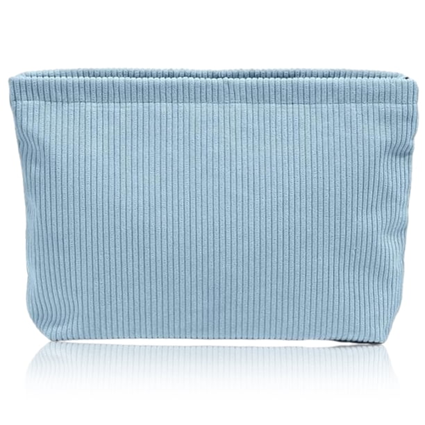 Bolsas de cosméticos, bolsa de maquillaje de pana azul, mini bolsas de maquillaje de viaje, bolsas de monedero, cremallera de metal para mujeres y niñas, artículos de tocador de viaje