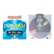 Maxell DVD Rewritable Media, DVD-RAM, 9.40 GB, 1 Pack