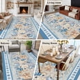 thumbnail image 6 of Blue Coastal Washable Living Room Rugs 5'x7', Eucalyptus Leaves Starfish Shells Retro Summer Low Pile Throw Large Area Rugs Non-Slip Sturdy Edge Binding Carpet for Dining Room Bedside Kitchen, 6 of 9