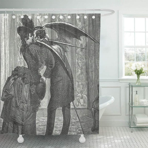 Libin Vintage Kiss Victorian Gothic Vampire Retro Vampires Goth Cool Shower Curtain 66x72 inch
