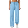 thumbnail image 2 of Noric Women's Jogger Pants High Waist Drawstring Elastic Waist with Pockets Adjustable‑Hem Relaxed‑Fit Casual Trousers, 2 of 6
