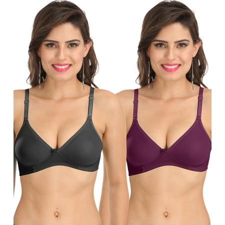 

Ossirrio Women s Everyday Non Padded Non Wired 3/4th Coverage T-Shirt Bra with Free Transparent Strap Wine Black
