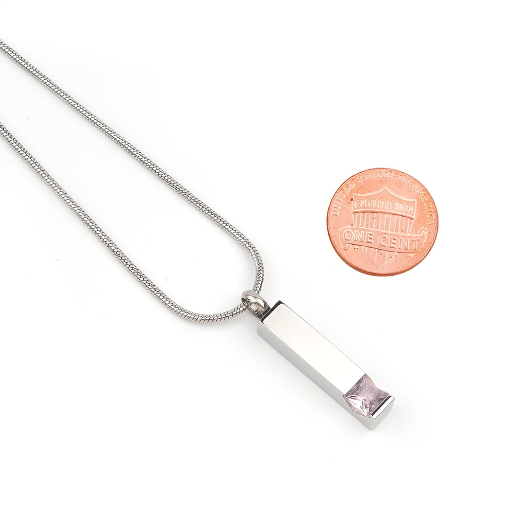 Anavia Cremation Jewelry Memorial Birthstone Bar Necklace Handcrafted Waterproof Human Ashes Urn Container with Free Funnel Kit and Velvet Jewelry Box [June]
