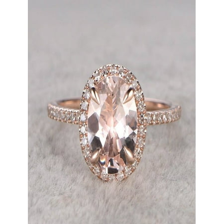Limited Time Sale: 1.25 Carat Peach Pink Morganite and Diamond Engagement Ring in 10k Rose
