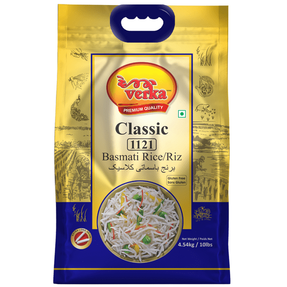 Verka Riz Basmati Classique, 10 livres 1121 Long Grain, Riz sans Gluten