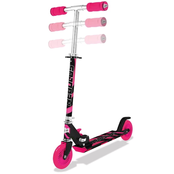 Nebulus Adjustable Scooter: Pink & Black - Kids Two Wheel Scooter, Foam Handle Grip, Adjustable Handle Height, Ages 5