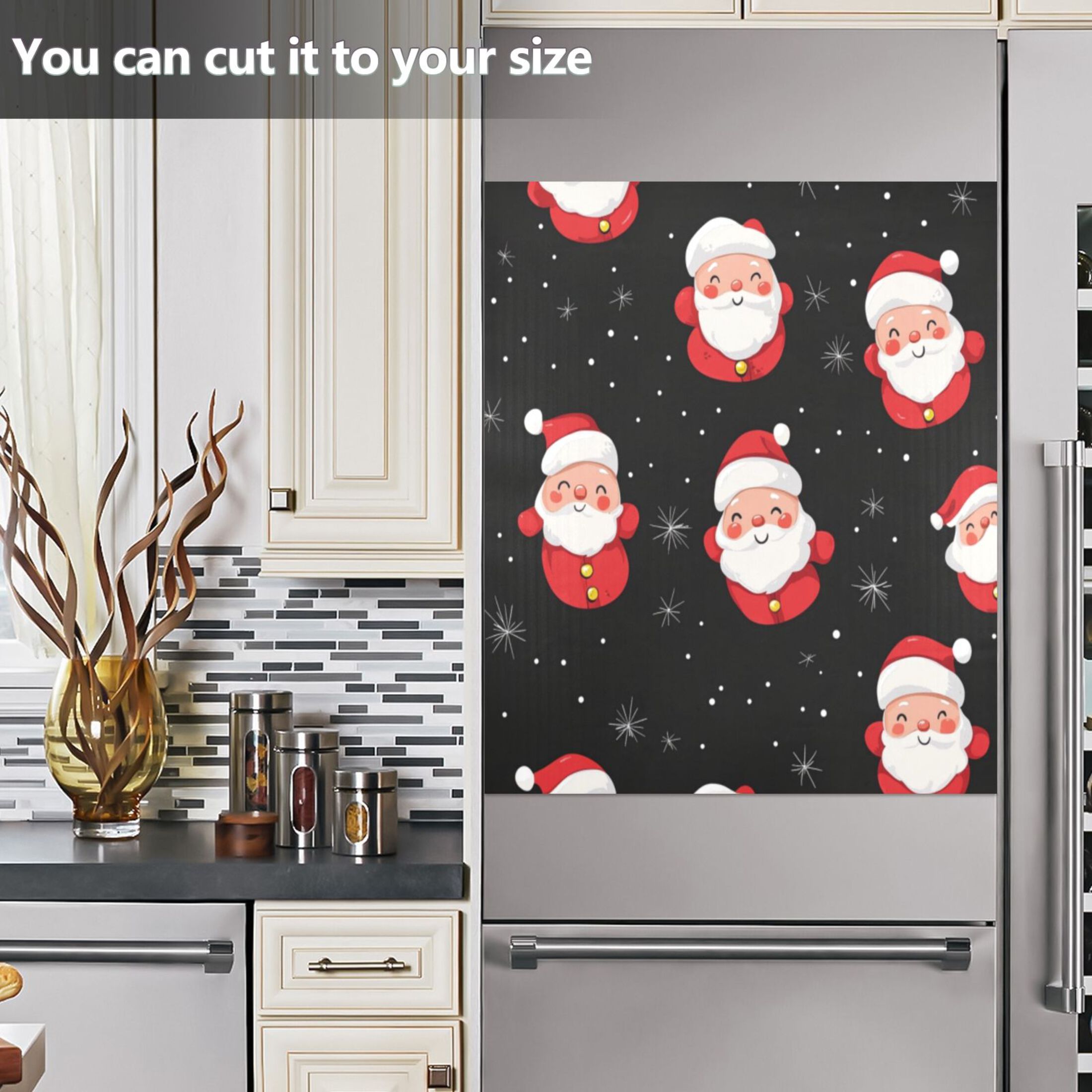 Dishwasher Magnetic Sticker 23x26 Inch Refrigerator Magnetic Sticker Washing Machine Magnetic Sticker Kitchen Panel Magnetic Sticker Home Decor Cute Santa Seamless