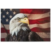 Wellsay Vintage American Flag Bald Eagle Jigsaw Puzzles, Wooden Puzzles for Children and Adults Entertainment, Challenge Games, Home Decoration,1000 Pieces