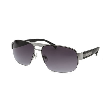 Gradiant Lens - Guess Gu6381-Gun-35-63 Semi-Rimless Aviator Light Gunmetal Black Gradient Lenses Sunglasses